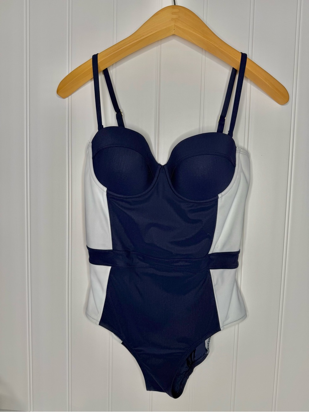 Tory Burch Lipsi Colorblock Underwire One-Piece Swimsuit - Navy/White - Medium - Picture 7 of 11